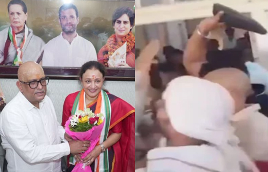 लखनऊ कांग्रेस दफ्तर हाईवोल्टेज ड्रामा: पदभार ग्रहण में चले जूते, अजय राय और ममता चौधरी गुट आमने-सामने!