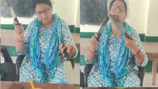चापड़-चाकू लेकर स्कूल पहुंचीं प्रिंसिपल, मचा हड़कंप, मौके पर पहुंचे अधिकारी 